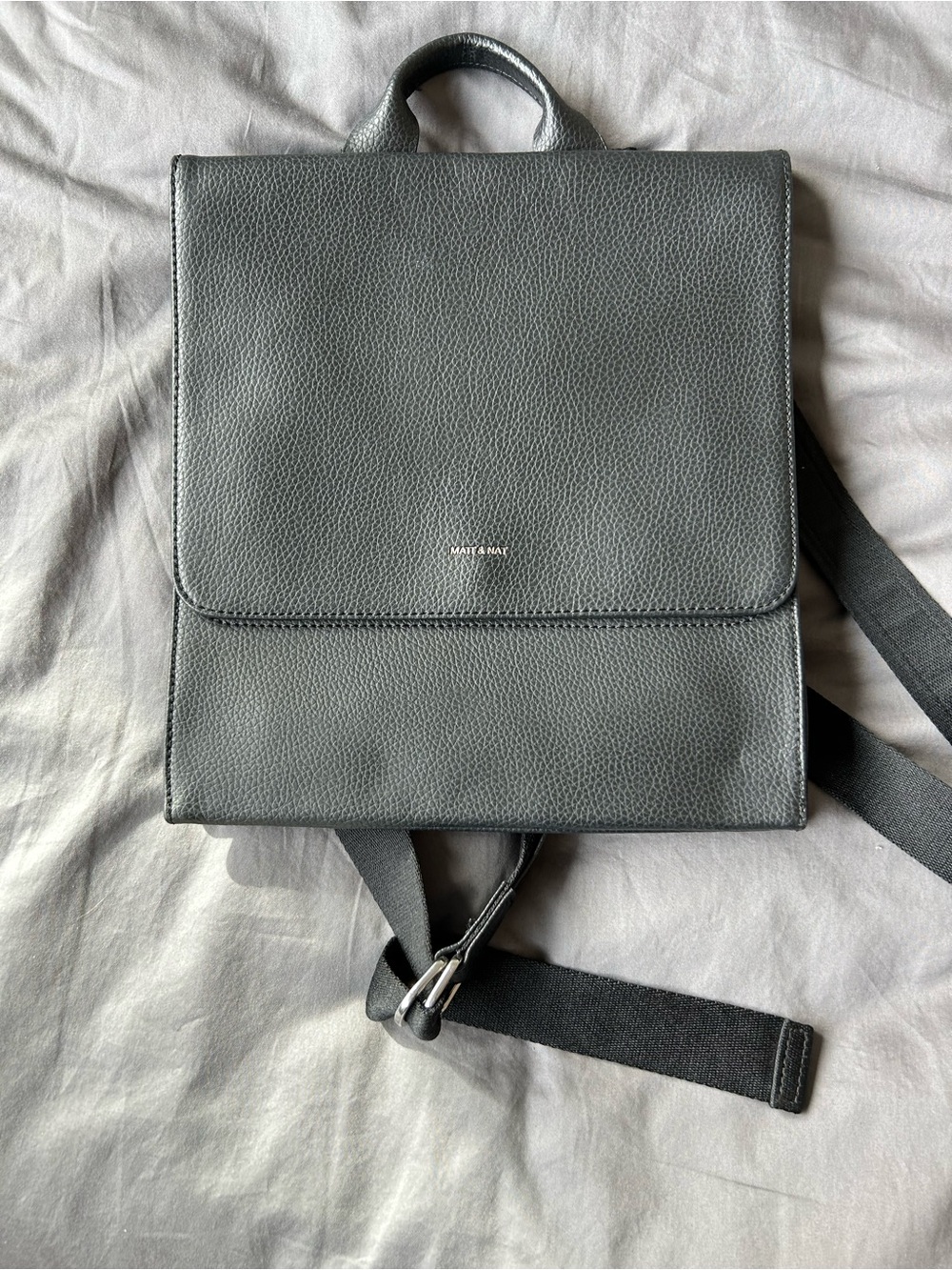 Matt & Nat Black Vegan Leather Square Backpack -